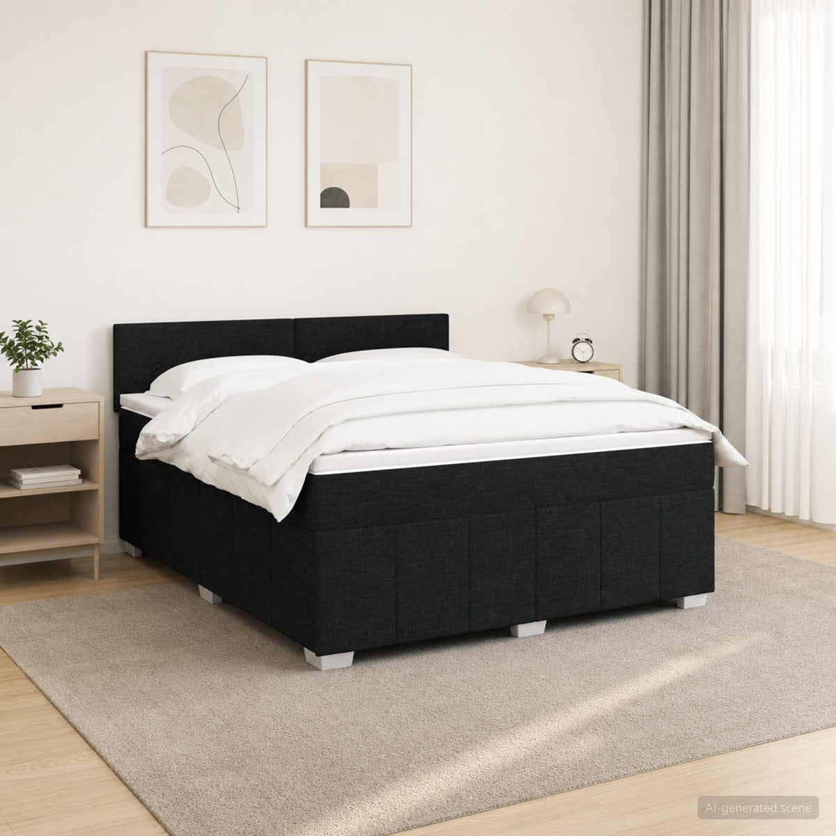 Lit boxspring avec matelas Noir 140 x 200 cm Tissu