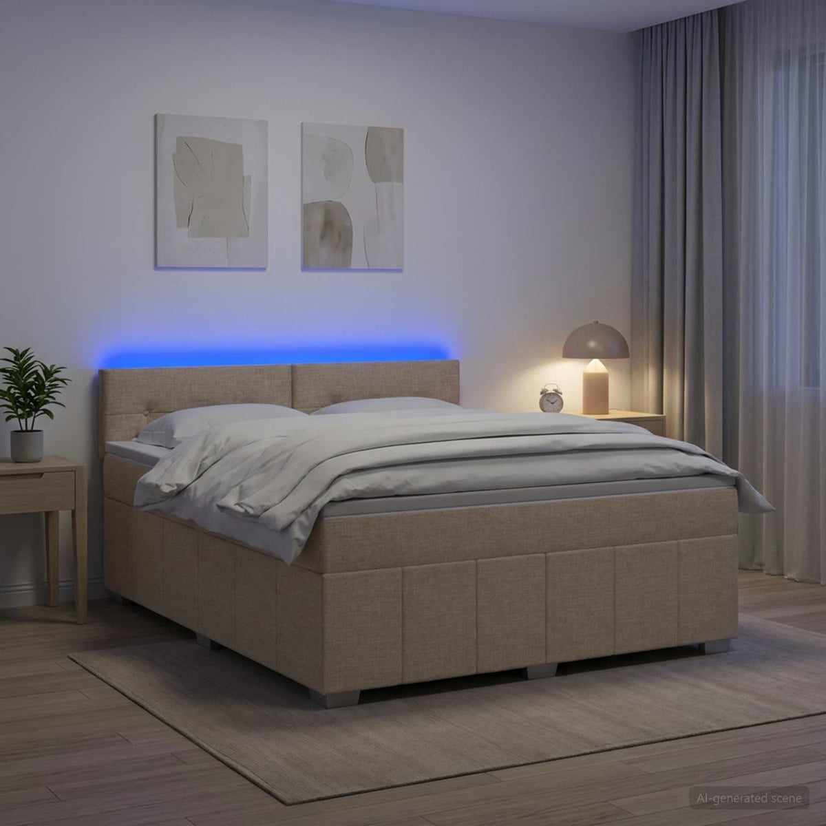 Lit boxspring avec matelas Crème 140 x 190 cm Tissu