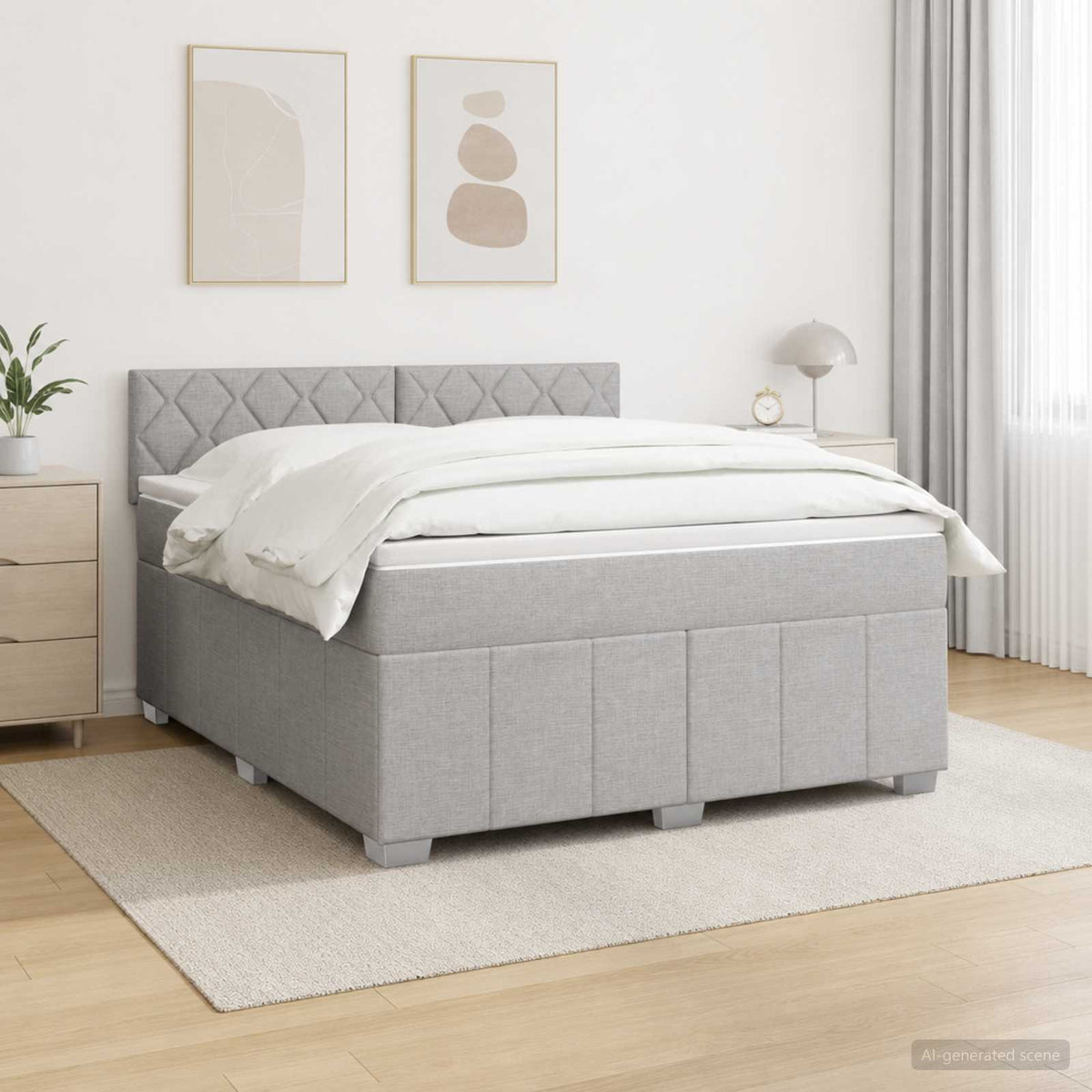 Lit boxspring avec matelas Gris clair 140 x 200 cm Tissu
