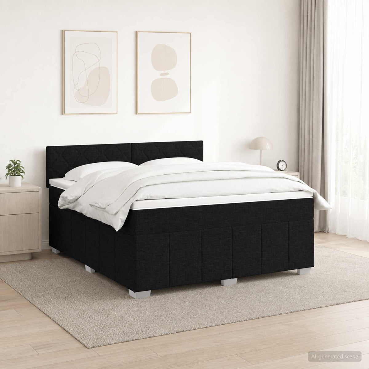 Lit boxspring avec matelas Noir 140 x 200 cm Tissu