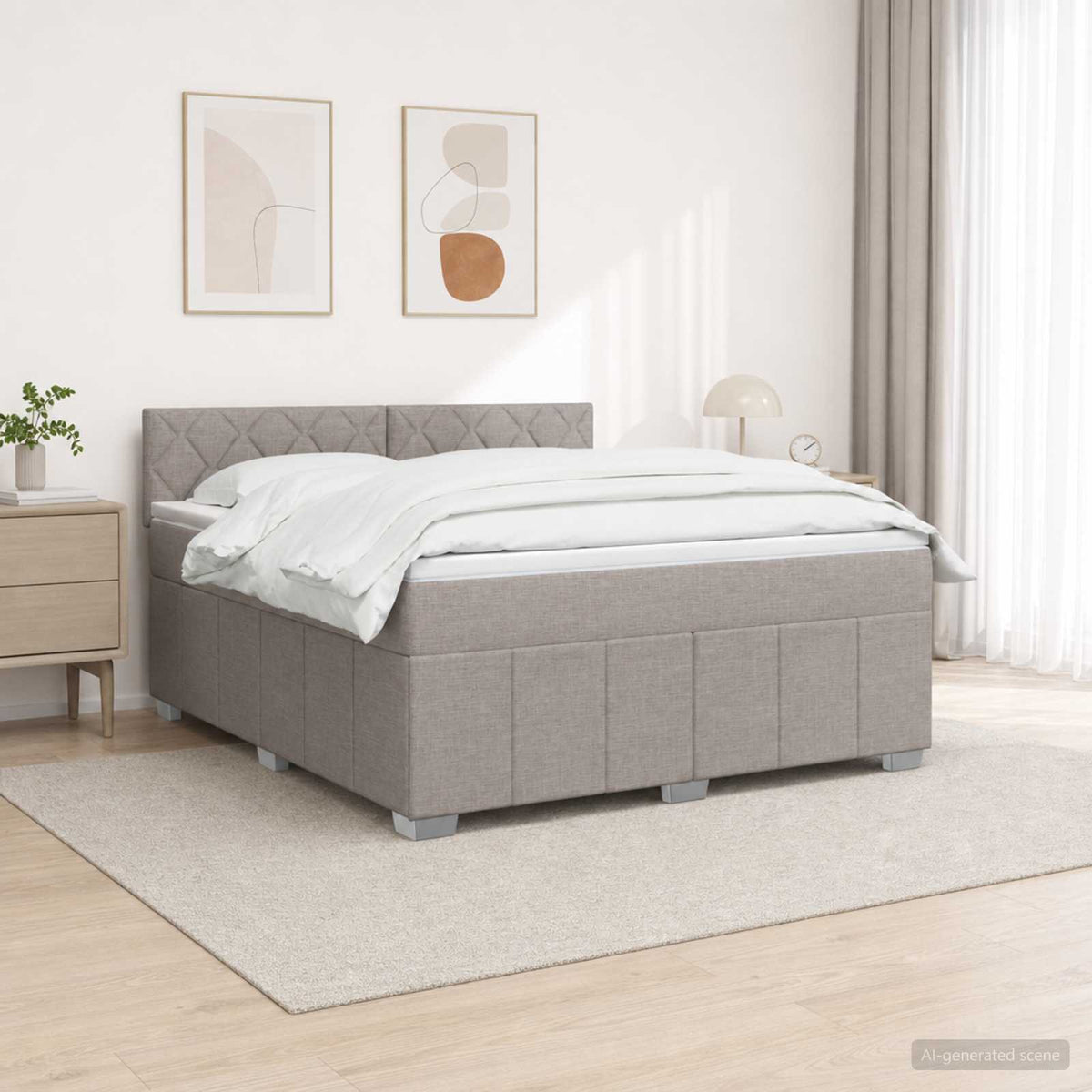 Lit boxspring avec matelas Taupe 140 x 200 cm Tissu