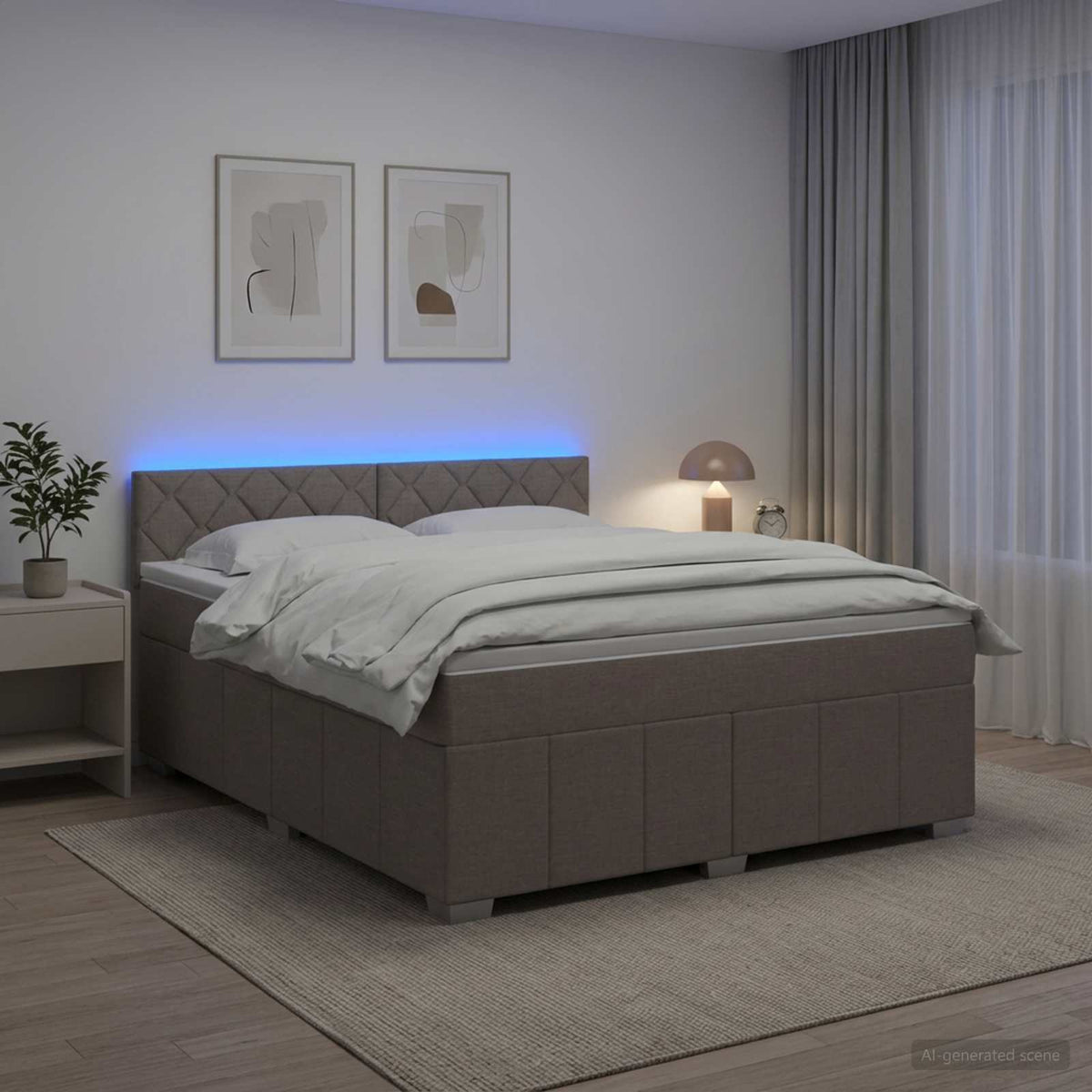 Lit boxspring avec matelas Taupe 140 x 200 cm Tissu