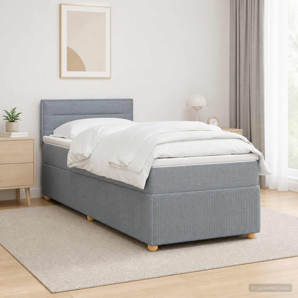 Lit boxspring avec matelas Gris clair 80 x 200 cm Tissu