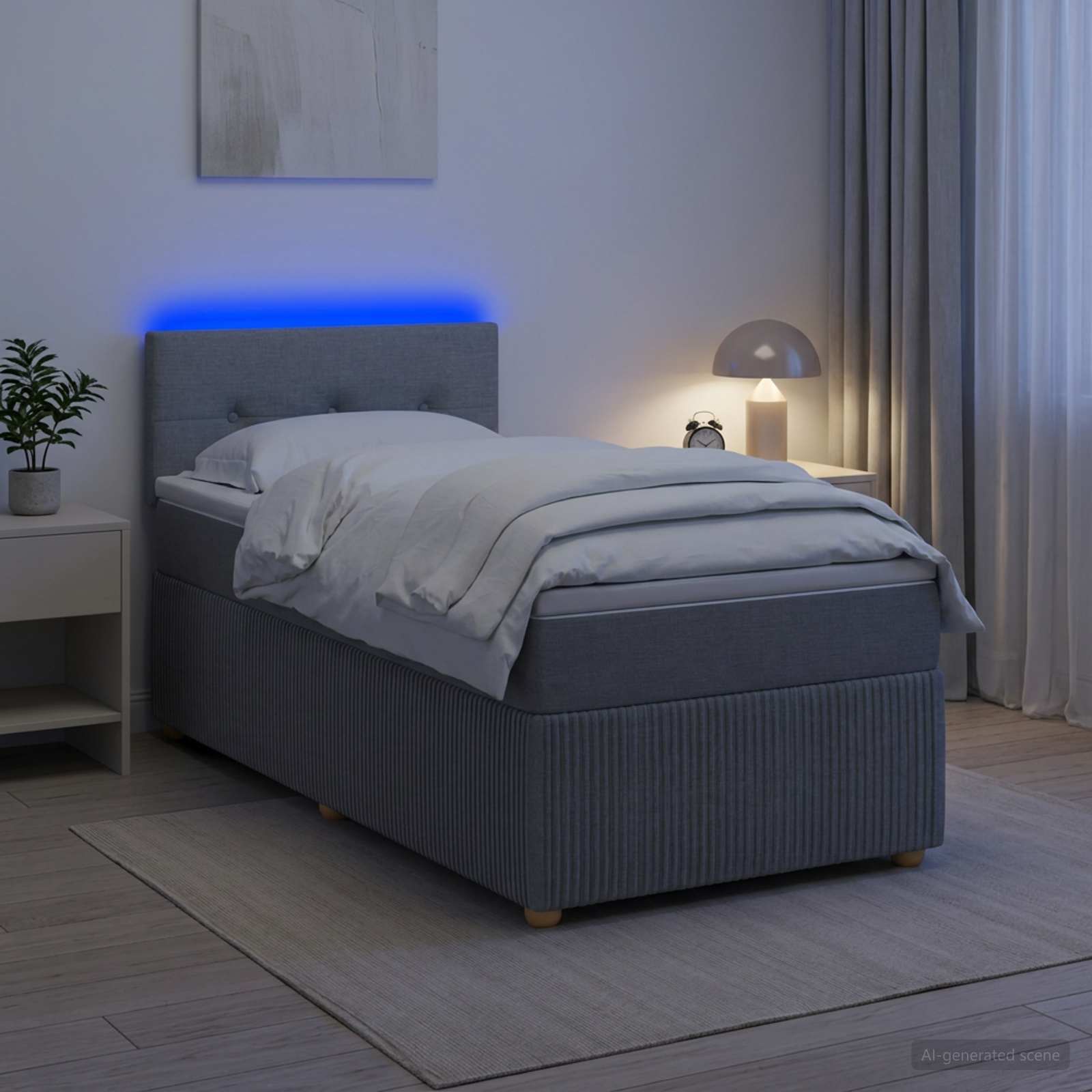 Lit boxspring avec matelas Gris clair 100 x 200 cm Tissu