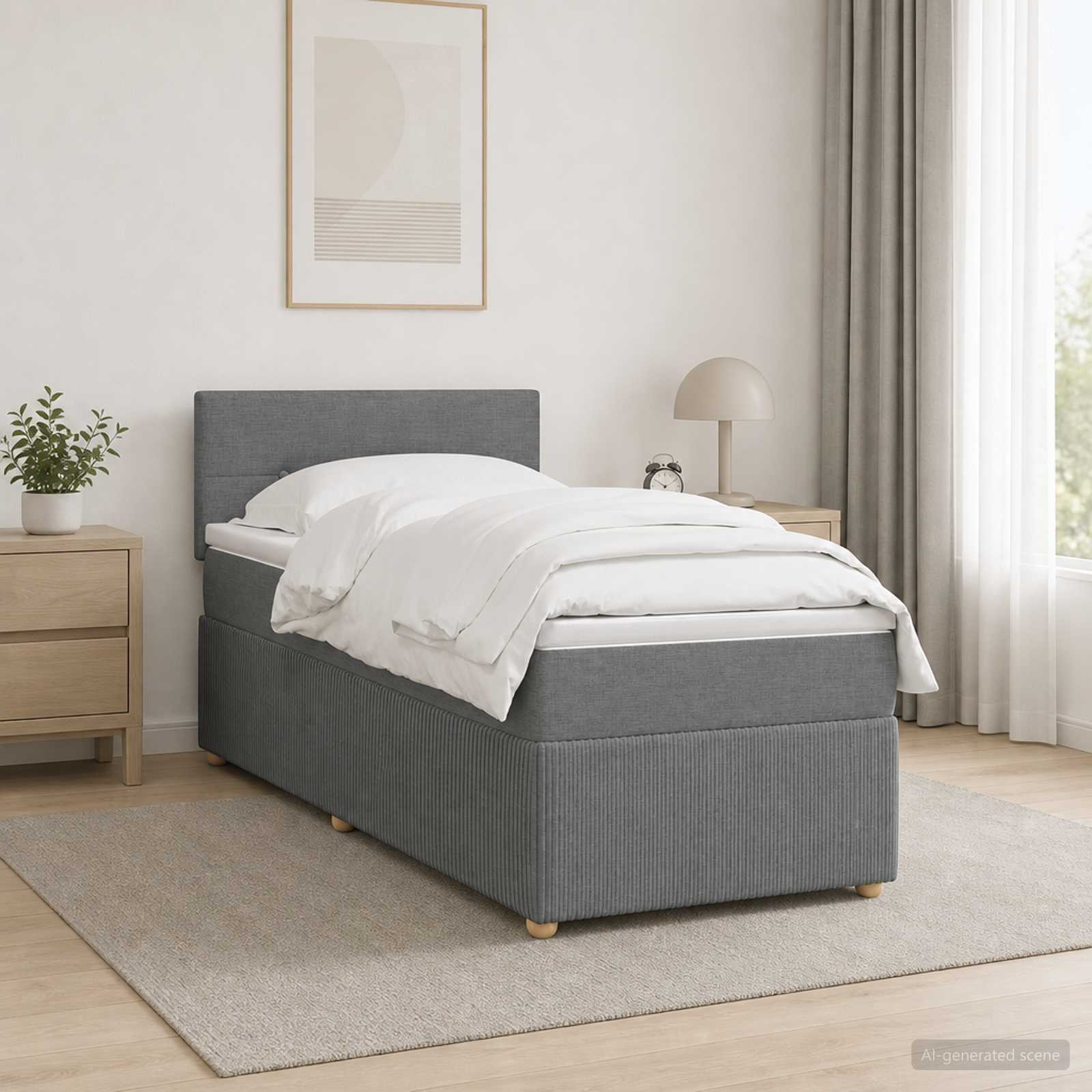 Lit boxspring avec matelas Gris foncé 100 x 200 cm Tissu