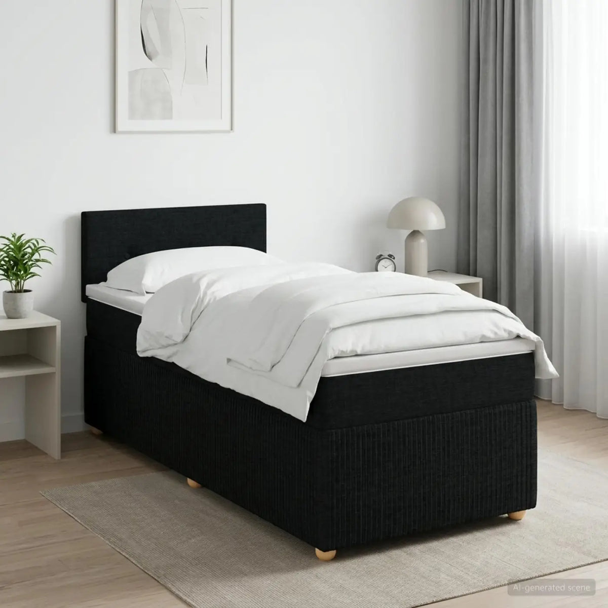 Lit boxspring avec matelas Noir 80 x 200 cm Tissu - XIOS