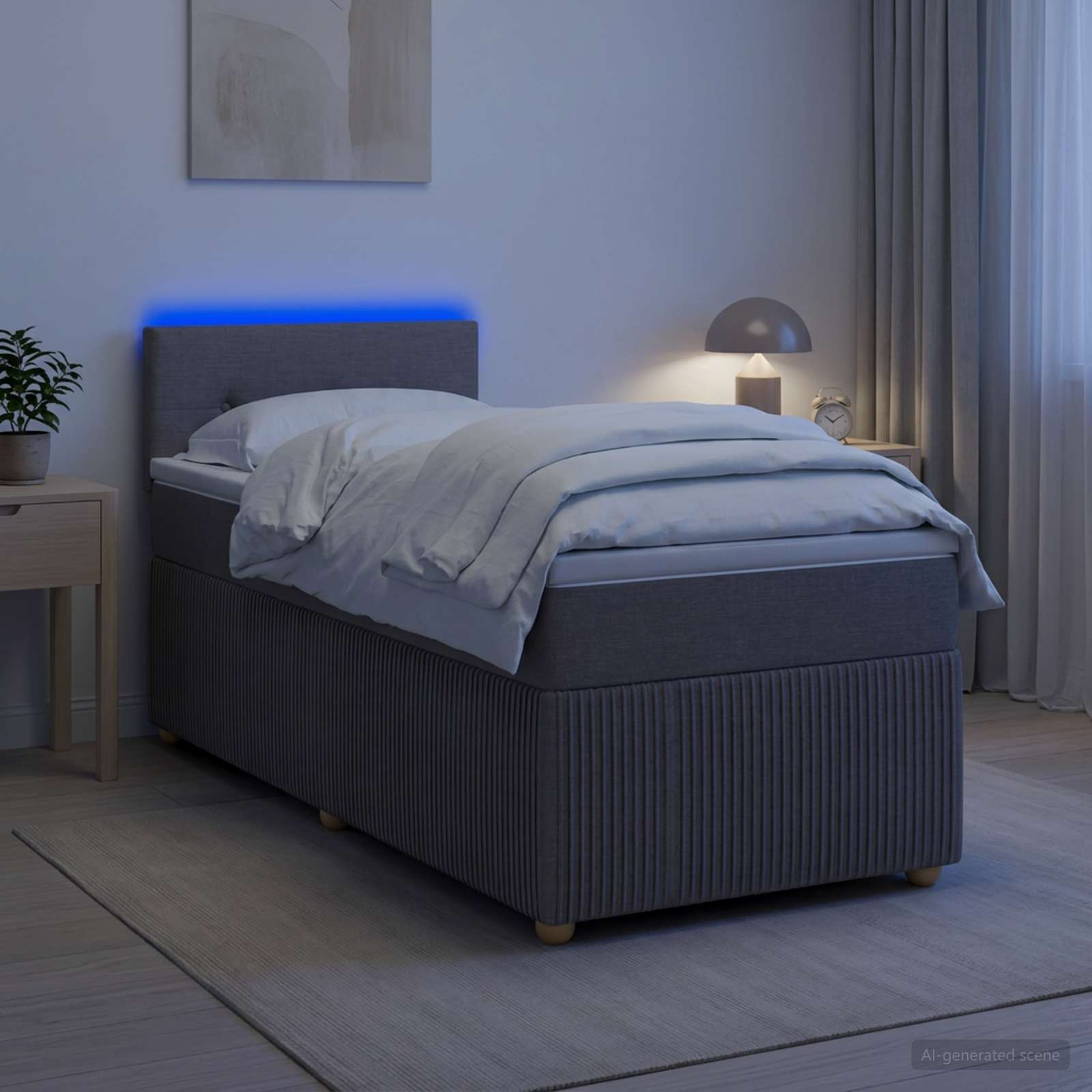 Lit boxspring avec matelas Taupe 80 x 200 cm Tissu