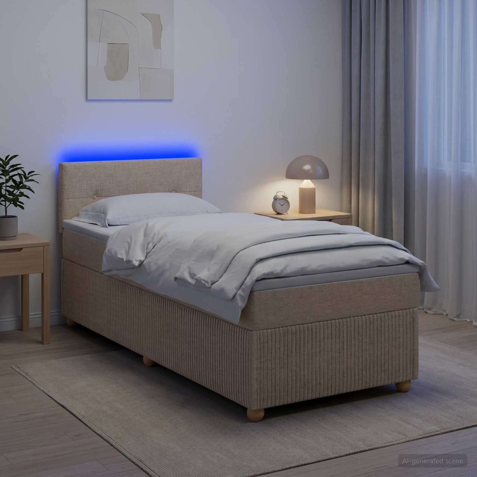 Lit boxspring avec matelas Crème 100 x 200 cm Tissu