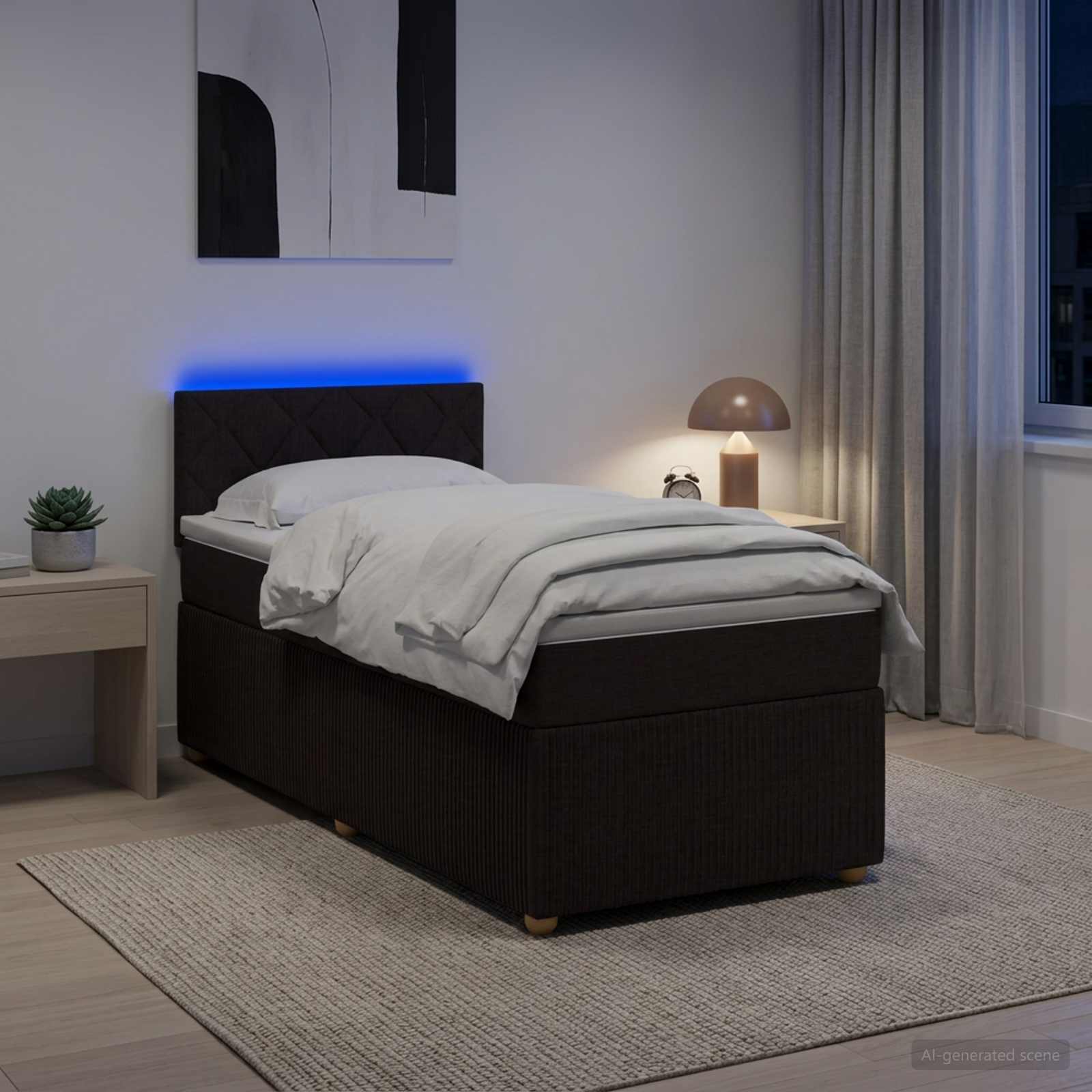 Lit boxspring avec matelas Marron foncé 80 x 200 cm Tissu - XIOS