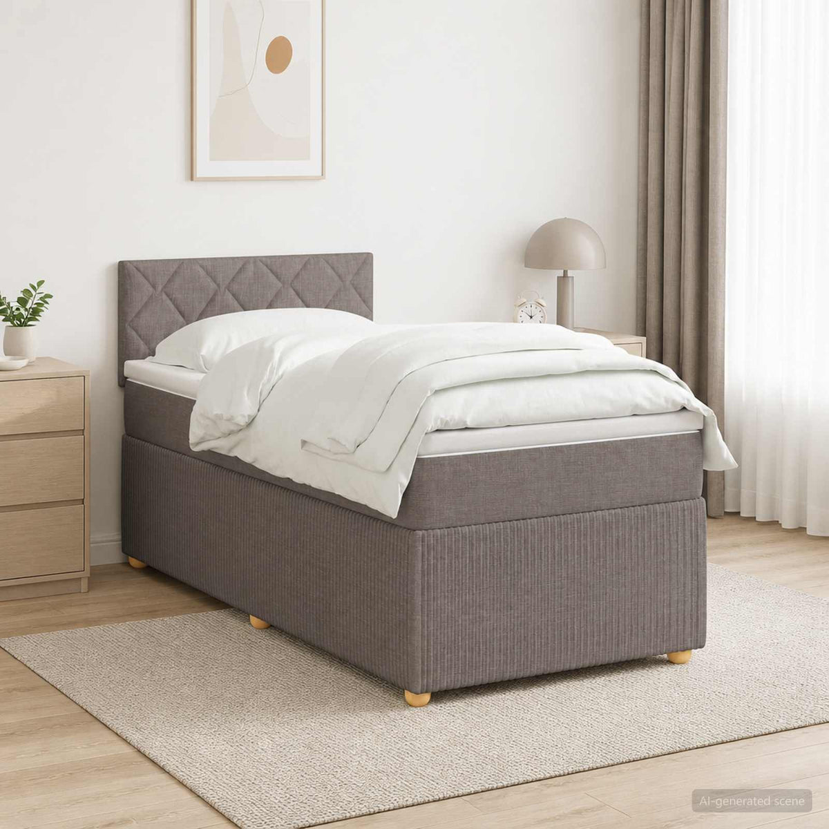 Lit boxspring avec matelas Taupe 80 x 200 cm Tissu