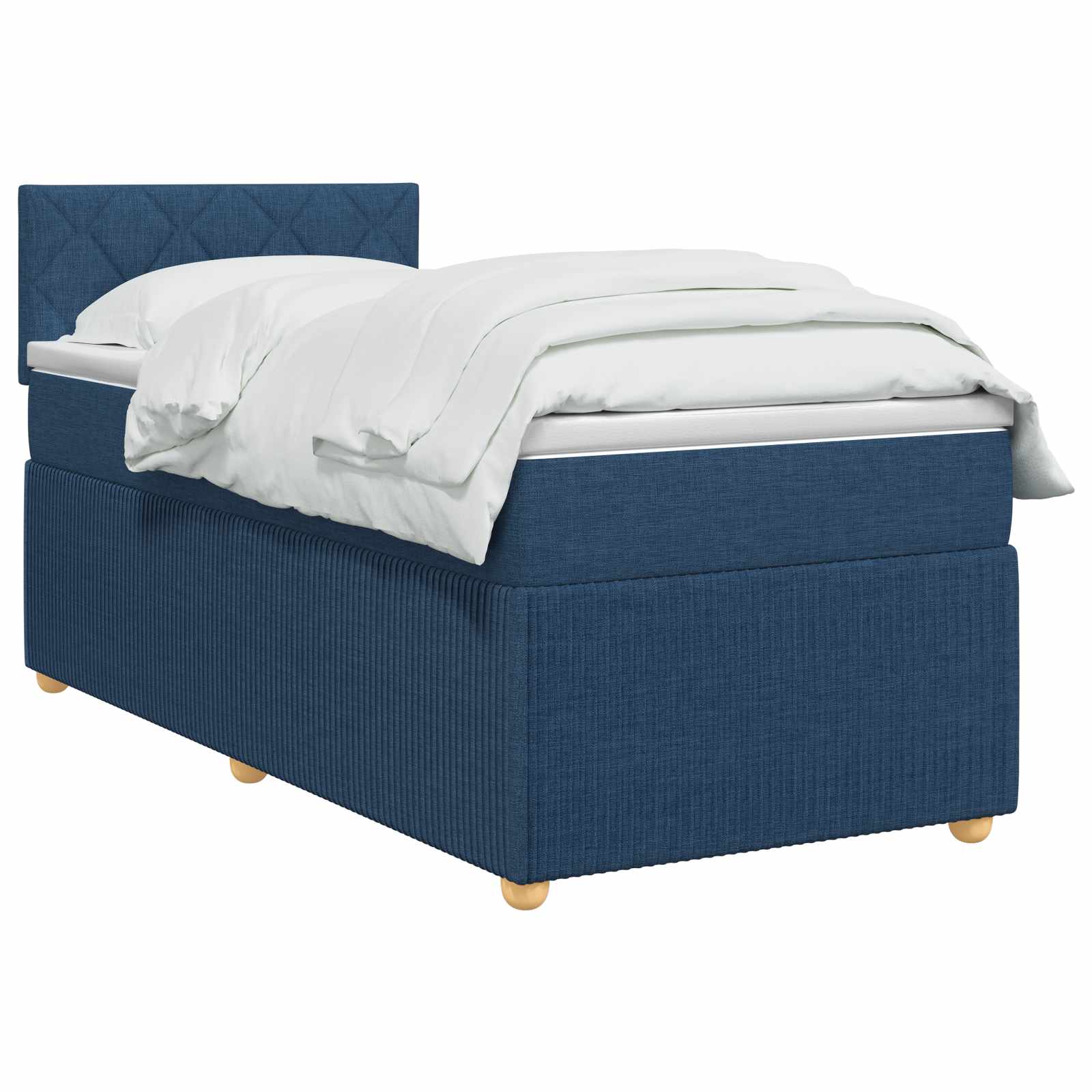 Lit boxspring avec matelas Bleu 90 x 190 cm Tissu - XIOS