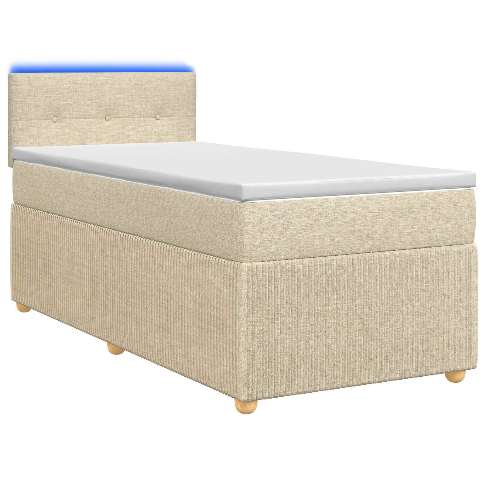 Lit boxspring avec matelas Crème 100 x 200 cm Tissu