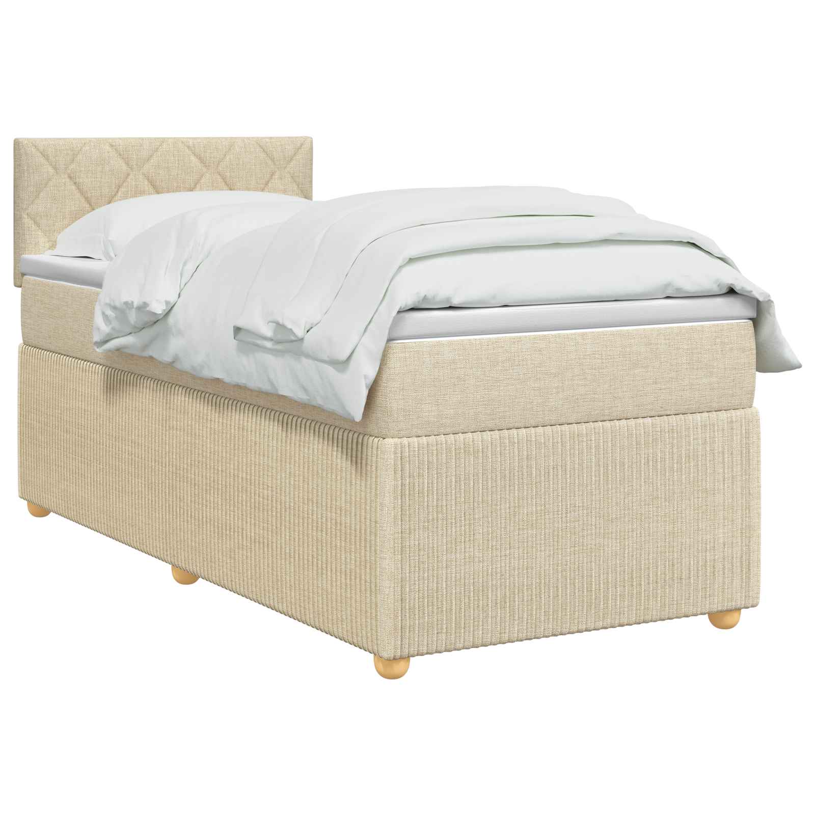 Lit boxspring avec matelas Crème 100 x 200 cm Tissu