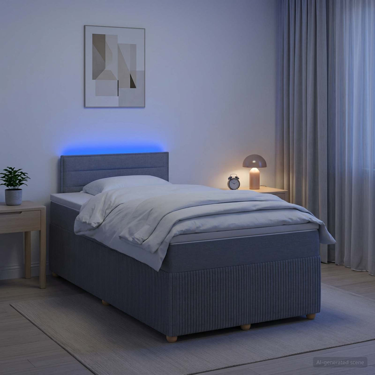 Lit boxspring avec matelas Gris clair 120 x 200 cm Tissu