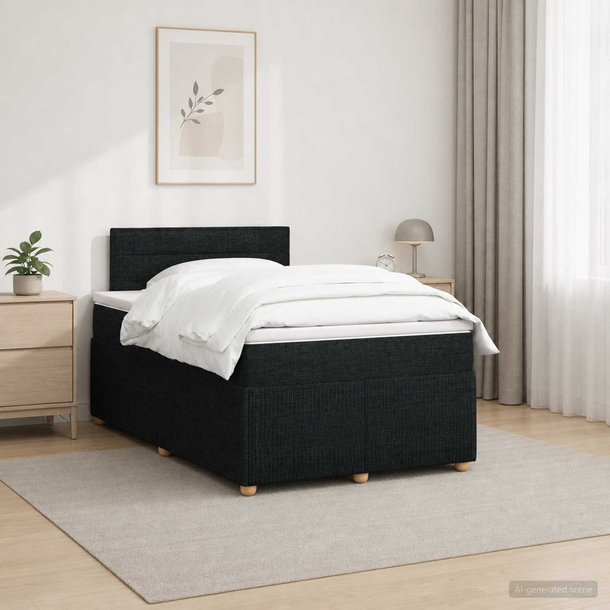 Lit boxspring avec matelas Noir 120 x 200 cm Tissu
