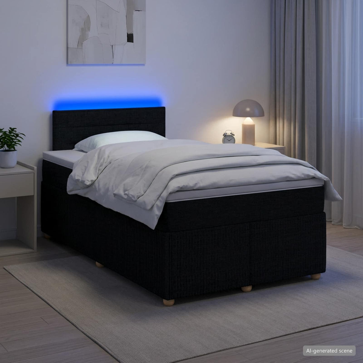 Lit boxspring avec matelas Noir 120 x 200 cm Tissu