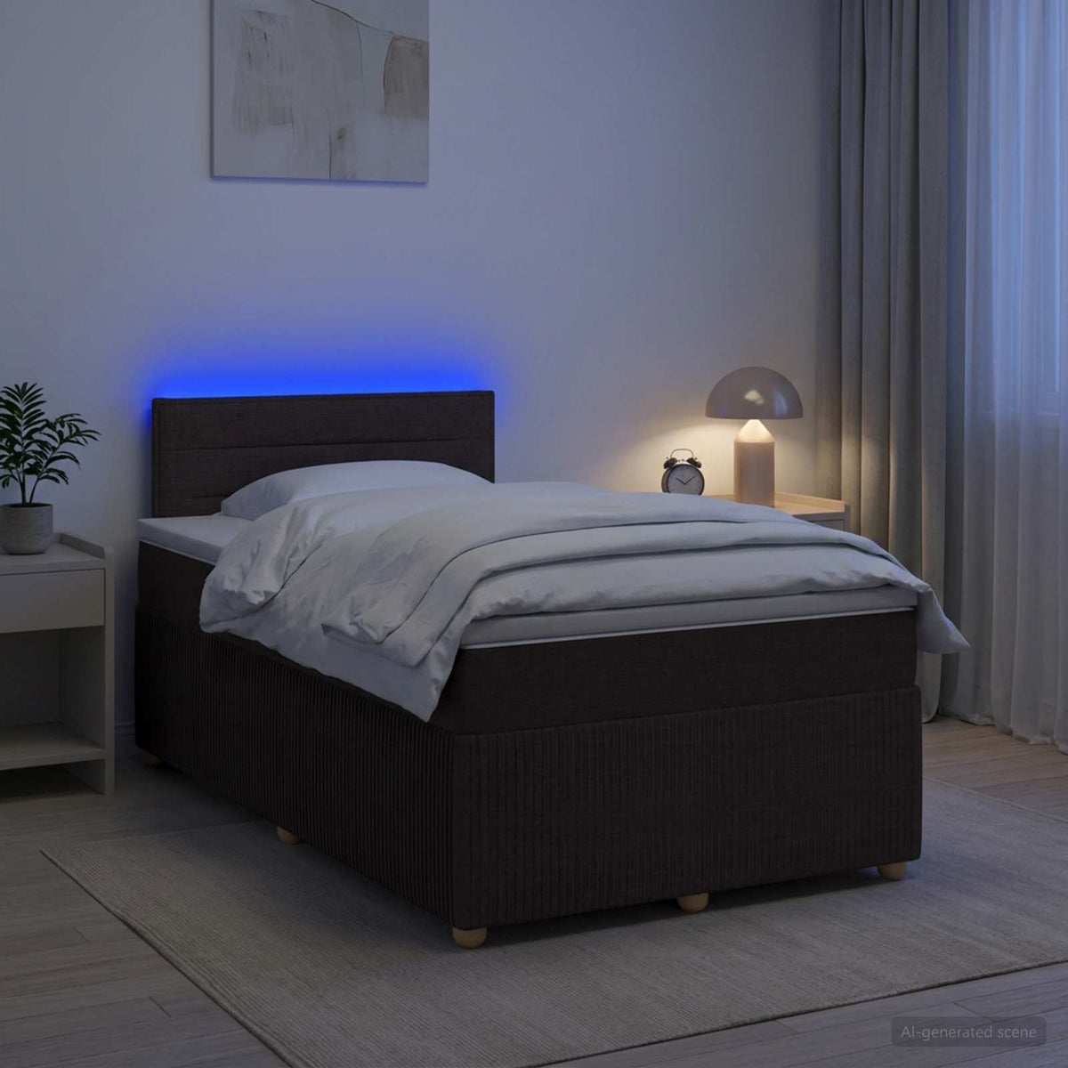 Lit boxspring avec matelas Marron foncé 120 x 200 cm Tissu