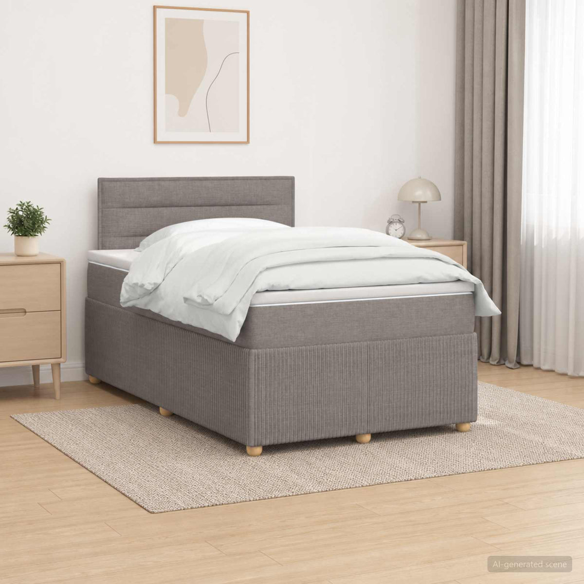 Lit boxspring avec matelas Taupe 120 x 200 cm Tissu