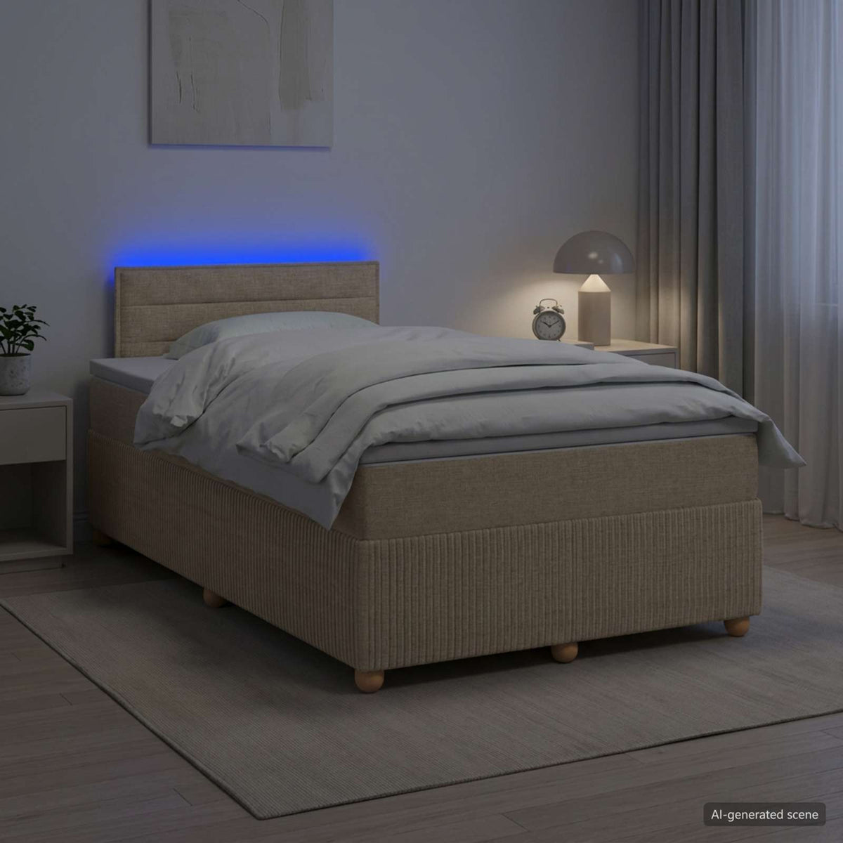 Lit boxspring avec matelas Crème 120 x 190 cm Tissu