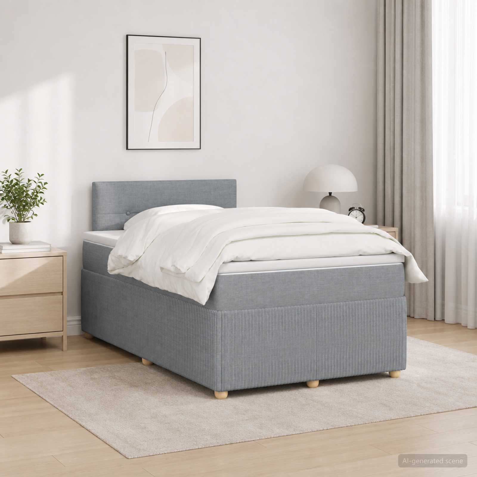 Lit boxspring avec matelas Gris clair 120 x 190 cm Tissu