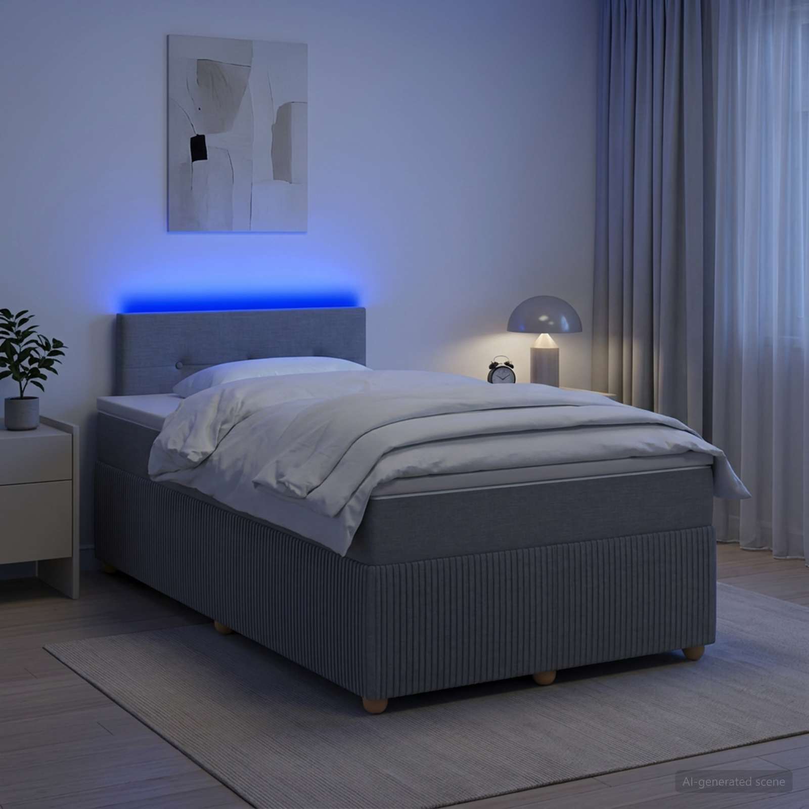 Lit boxspring avec matelas Gris clair 120 x 190 cm Tissu