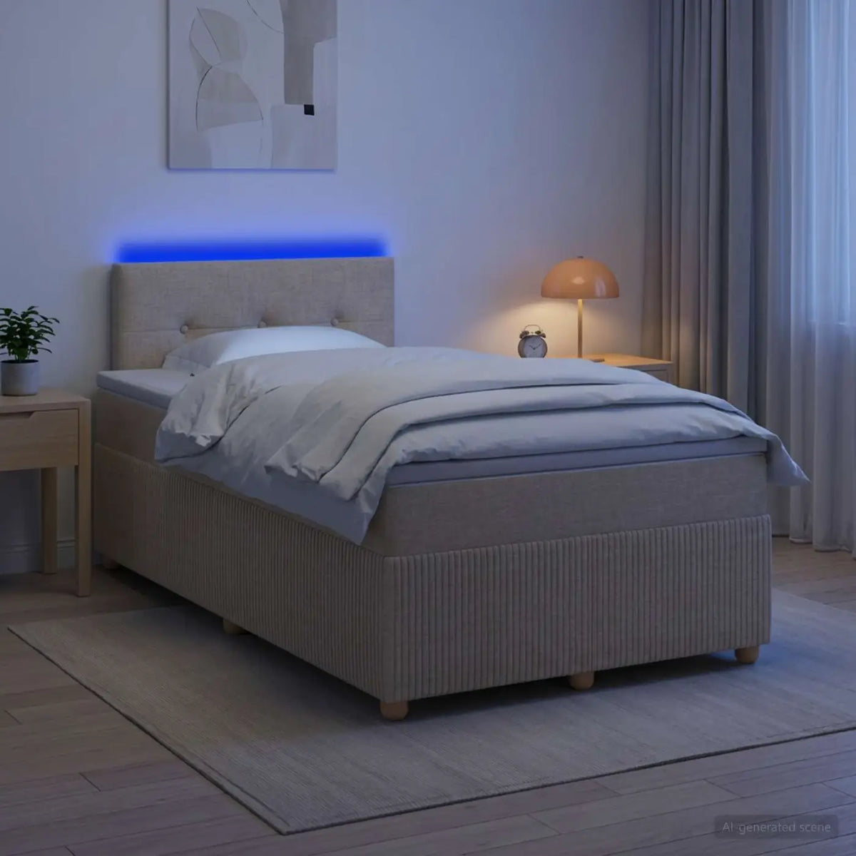 Lit boxspring avec matelas Crème 120 x 200 cm Tissu - XIOS