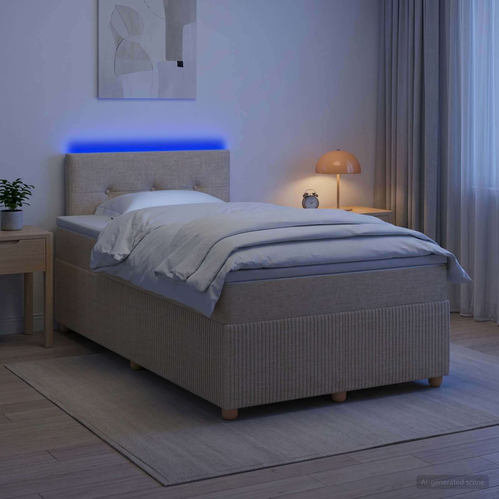 Lit boxspring avec matelas Crème 120 x 190 cm Tissu