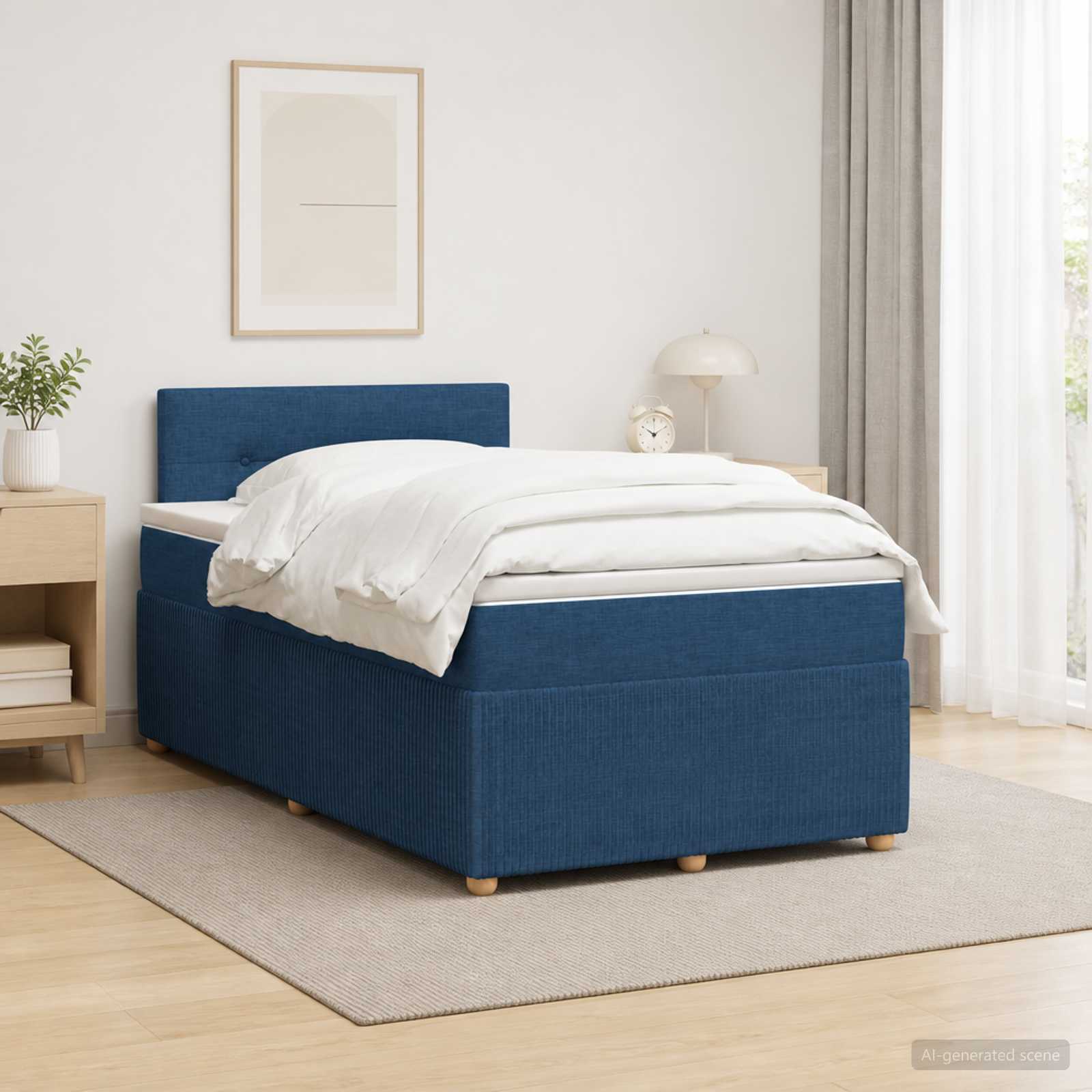 Lit boxspring avec matelas Bleu 120 x 190 cm Tissu