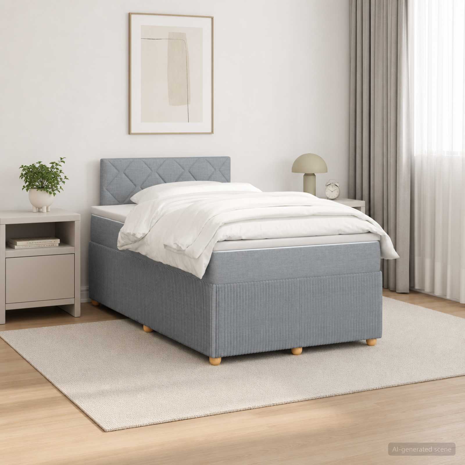 Lit boxspring avec matelas Gris clair 120 x 190 cm Tissu