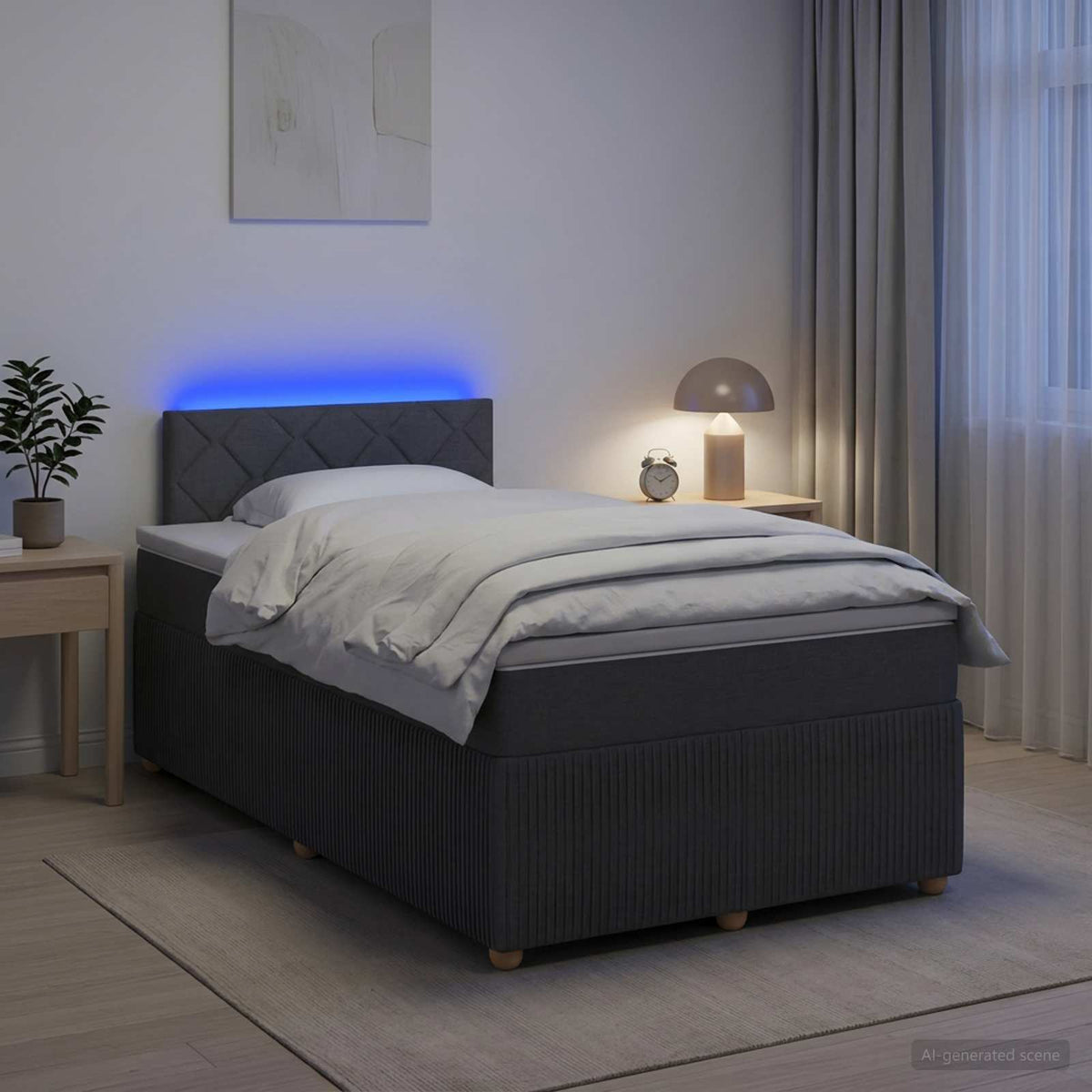 Lit boxspring avec matelas Gris foncé 120 x 190 cm Tissu