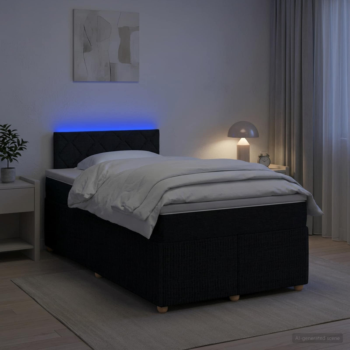 Lit boxspring avec matelas Noir 120 x 200 cm Tissu
