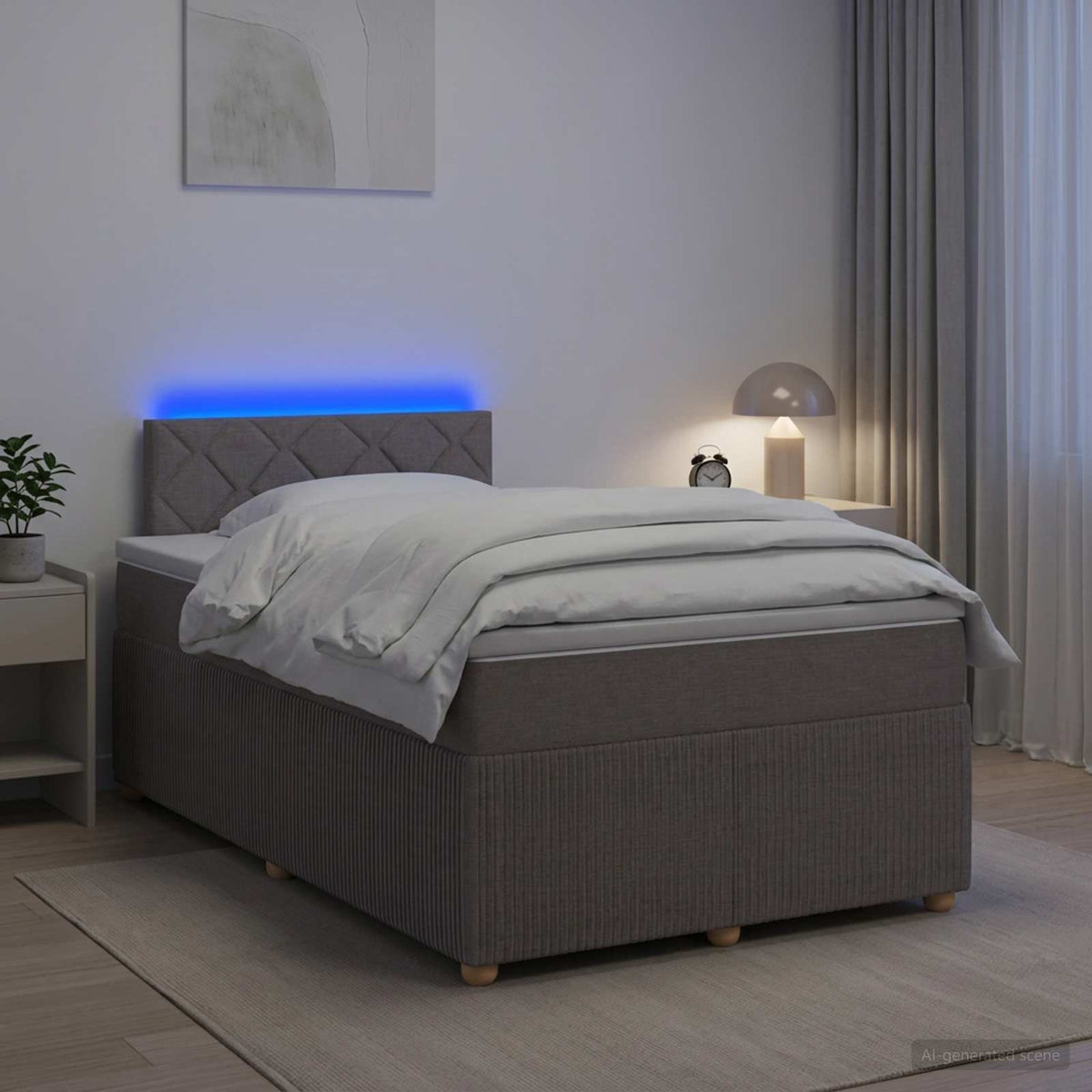 Lit boxspring avec matelas Taupe 120 x 200 cm Tissu