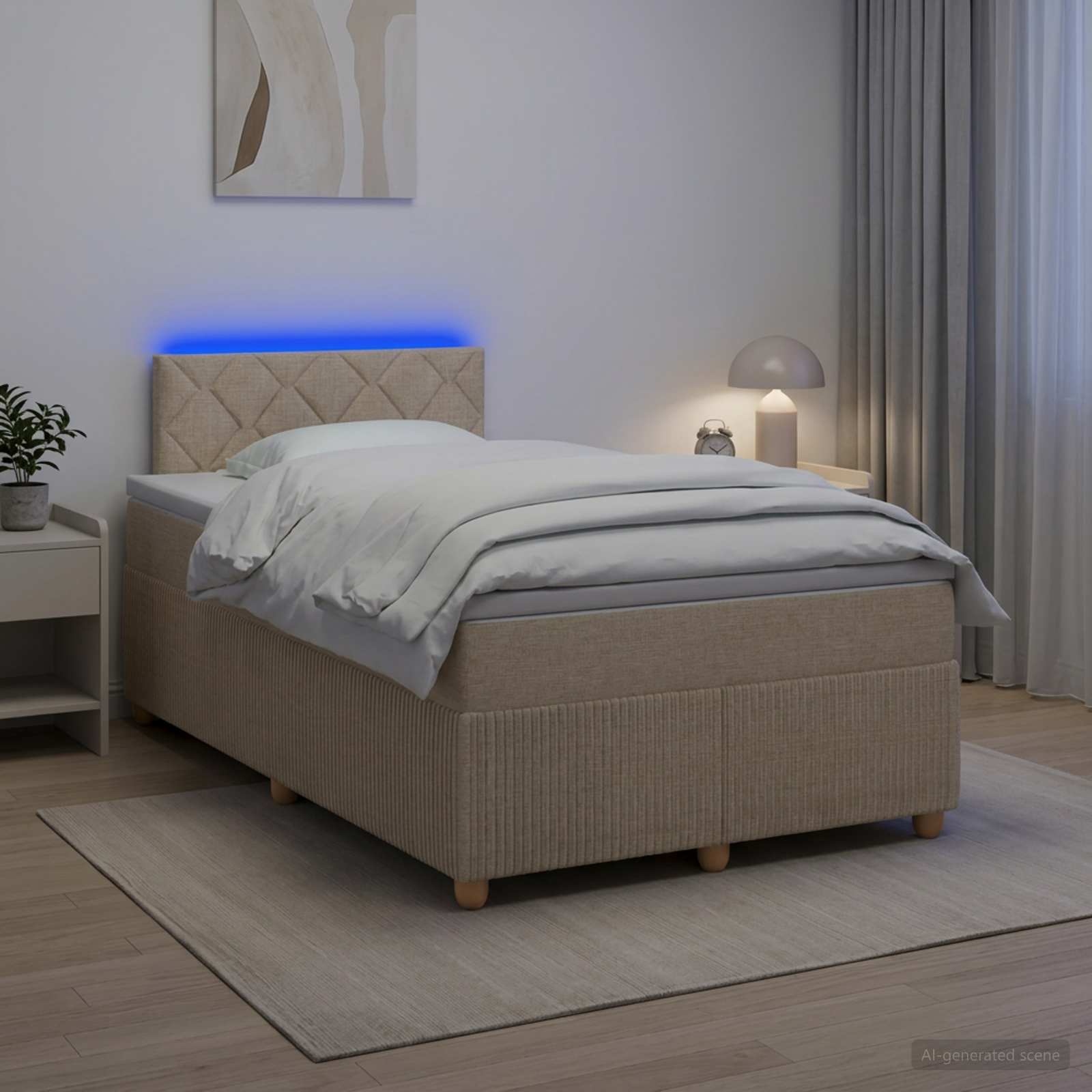 Lit boxspring avec matelas Crème 120 x 190 cm Tissu