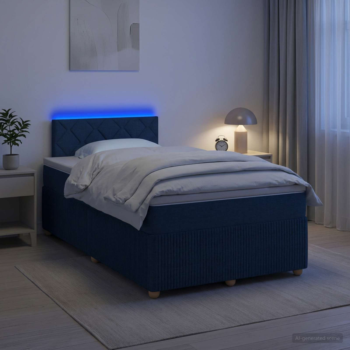Lit boxspring avec matelas Bleu 120 x 190 cm Tissu