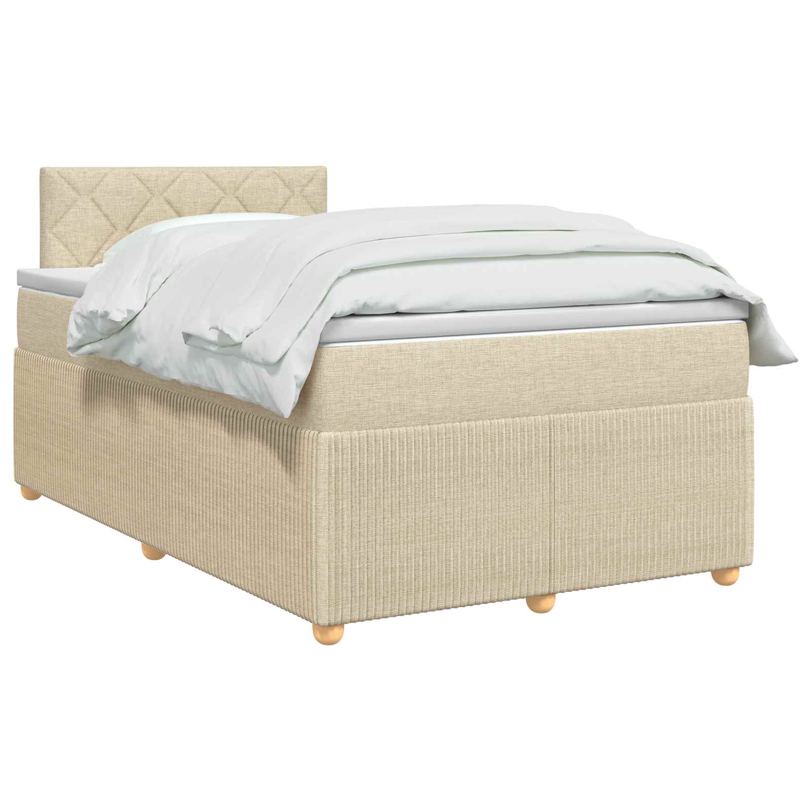 Lit boxspring avec matelas Crème 120 x 200 cm Tissu