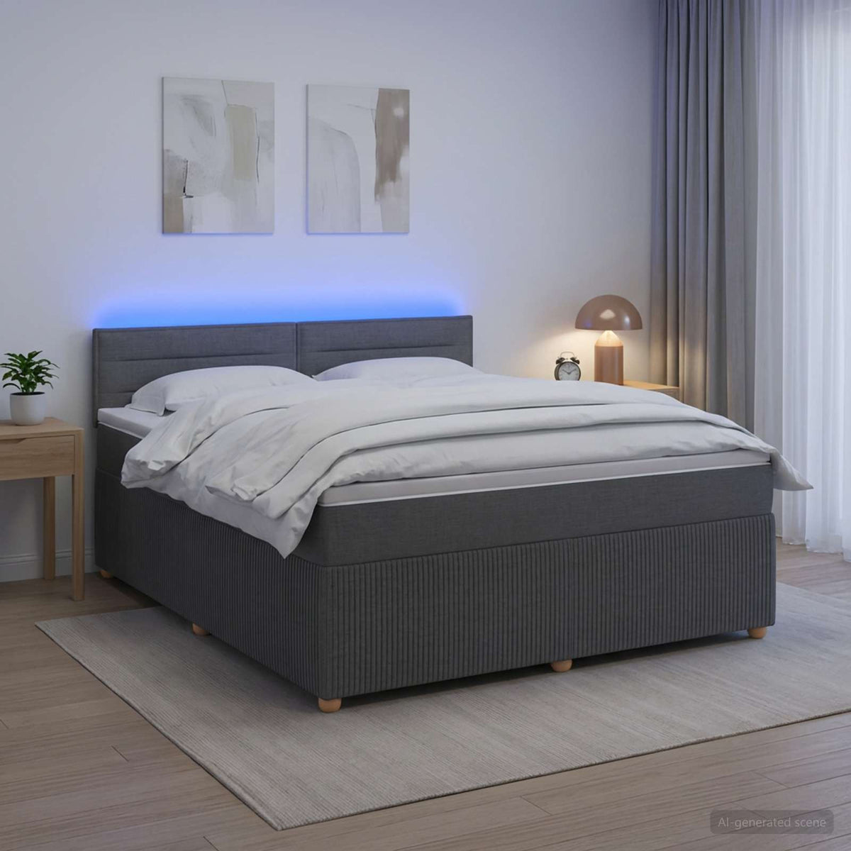 Lit boxspring avec matelas Gris foncé 140 x 200 cm Tissu