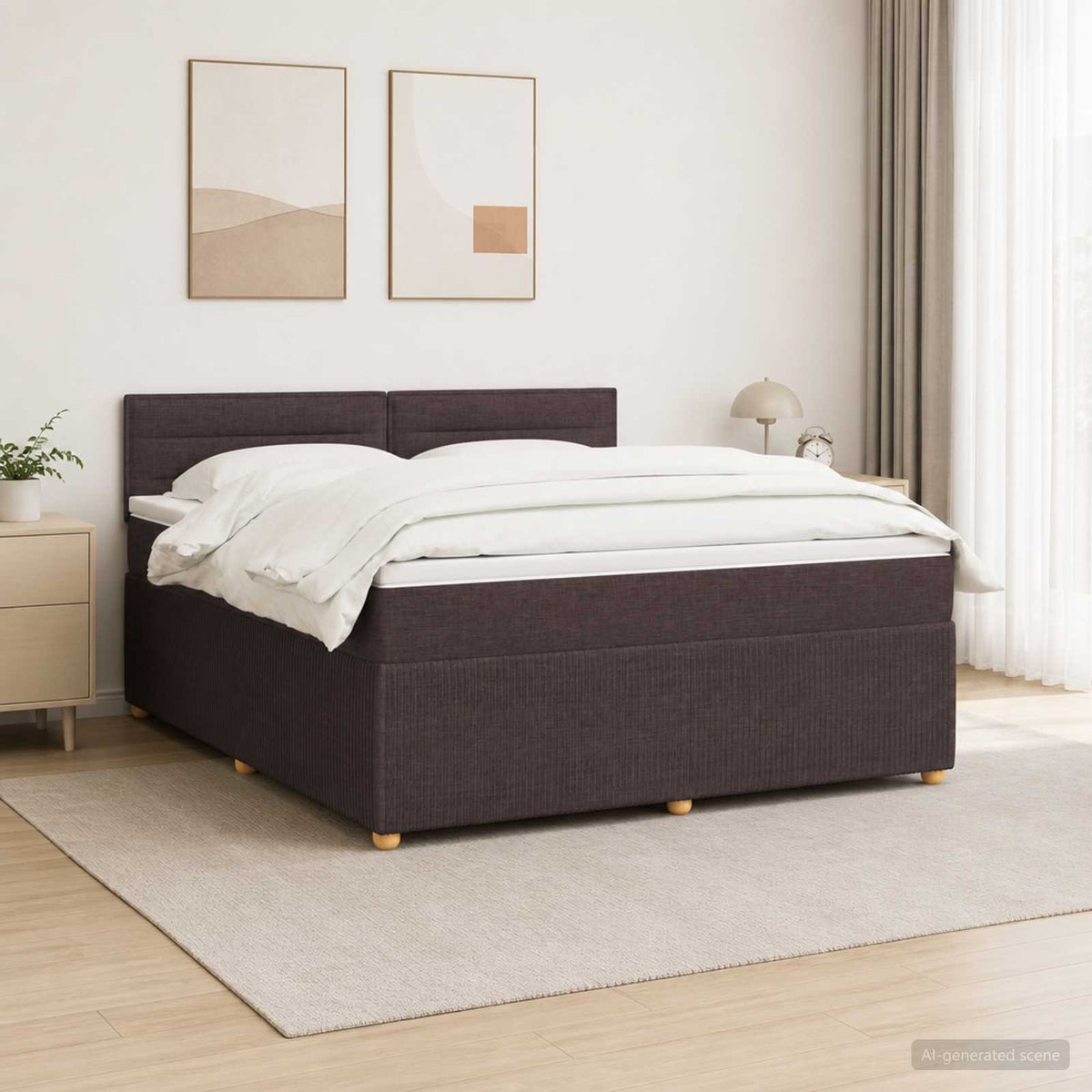 Lit boxspring avec matelas Marron foncé 140 x 190 cm Tissu