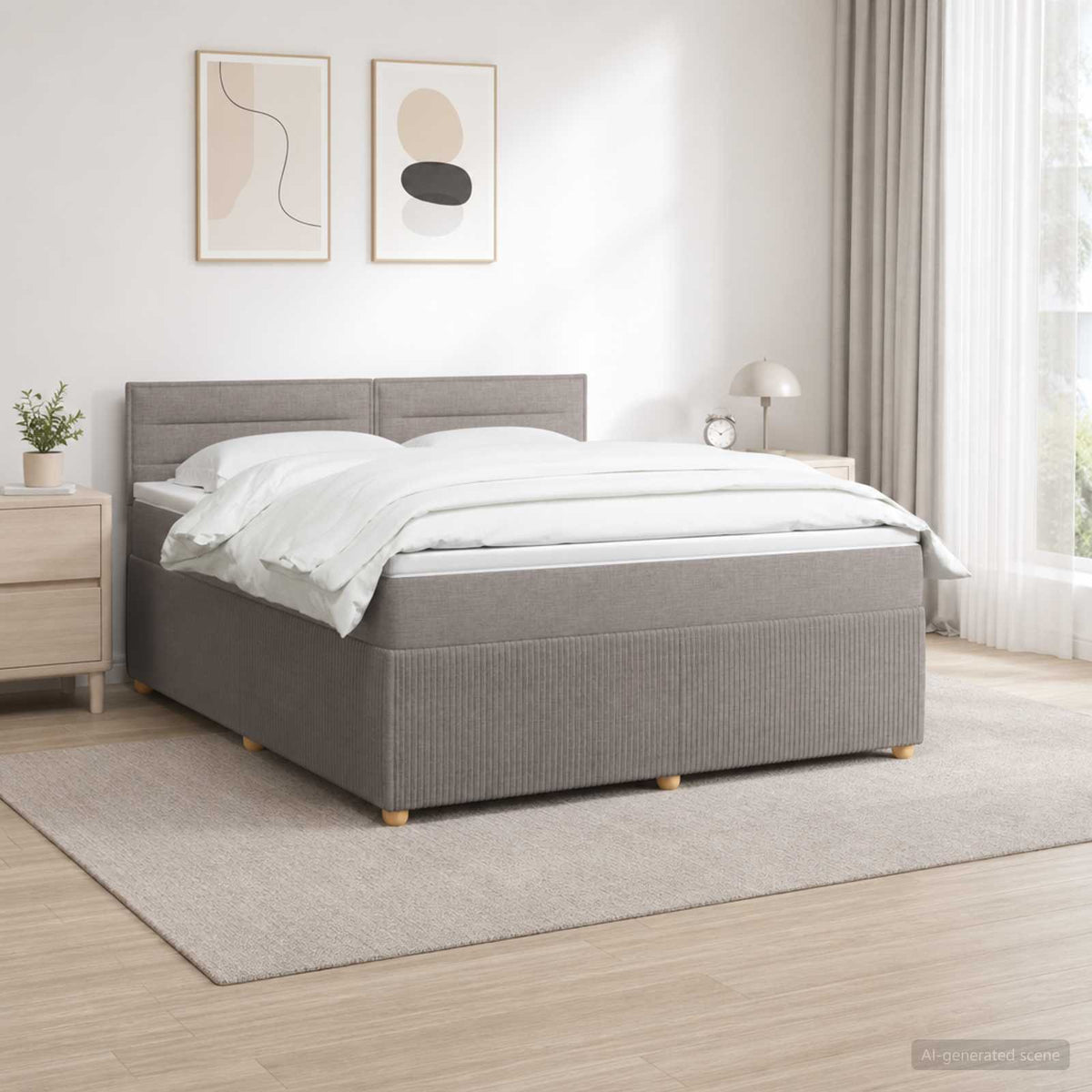 Lit boxspring avec matelas Taupe 140 x 190 cm Tissu