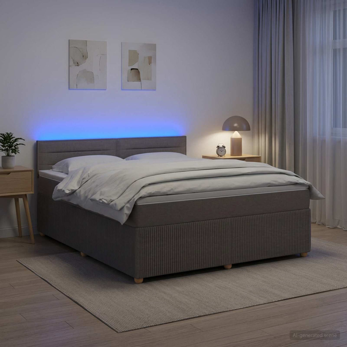 Lit boxspring avec matelas Taupe 140 x 190 cm Tissu