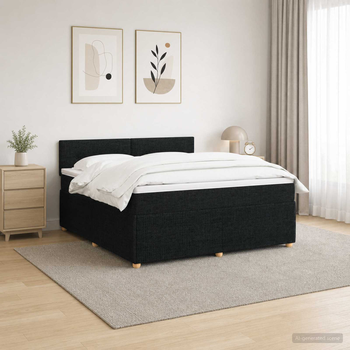 Lit boxspring avec matelas Noir 140 x 190 cm Tissu