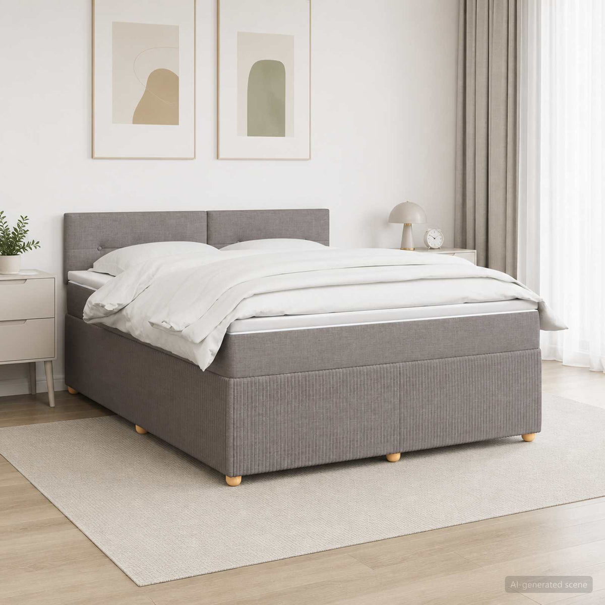 Lit boxspring avec matelas Taupe 140 x 200 cm Tissu