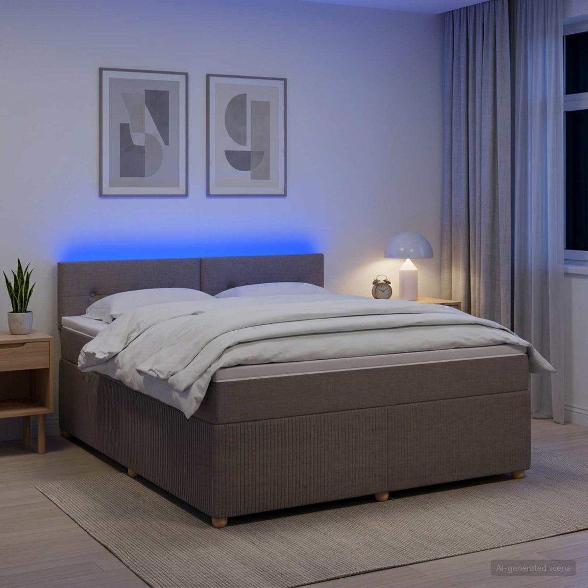 Lit boxspring avec matelas Taupe 140 x 200 cm Tissu