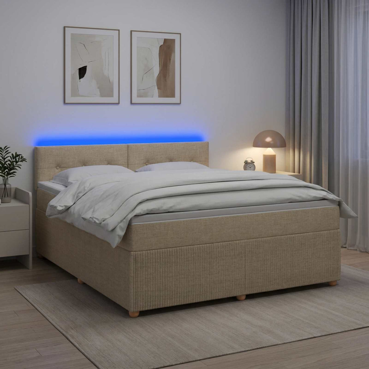 Lit boxspring avec matelas Crème 140 x 190 cm Tissu