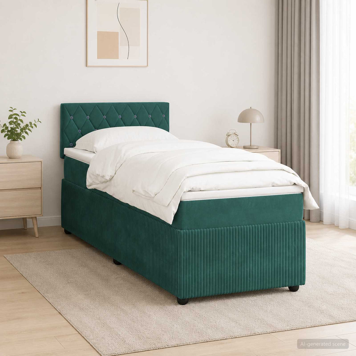 Lit boxspring avec matelas Vert foncé 80 x 200 cm Velours