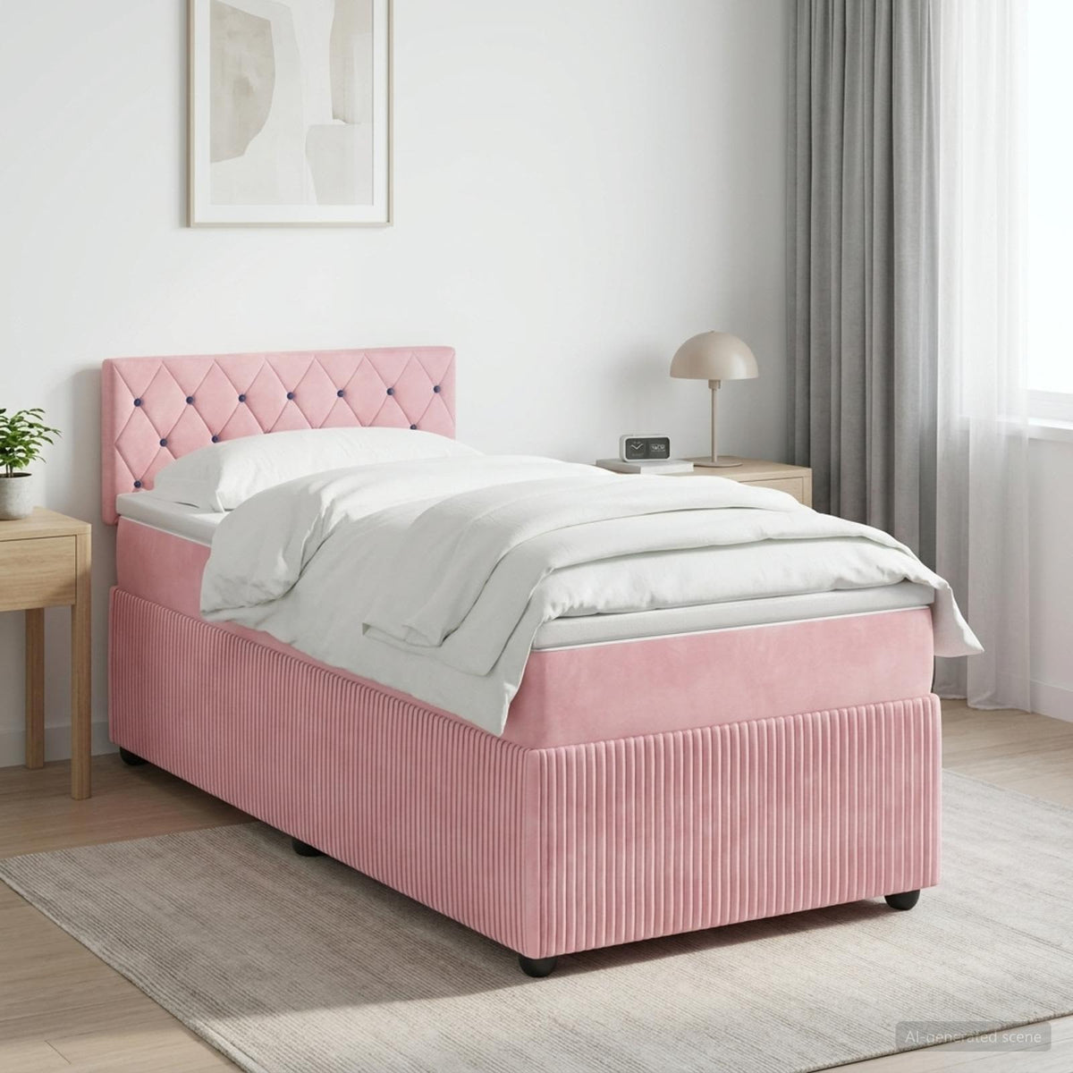 Lit boxspring avec matelas Rose 80 x 200 cm Velours