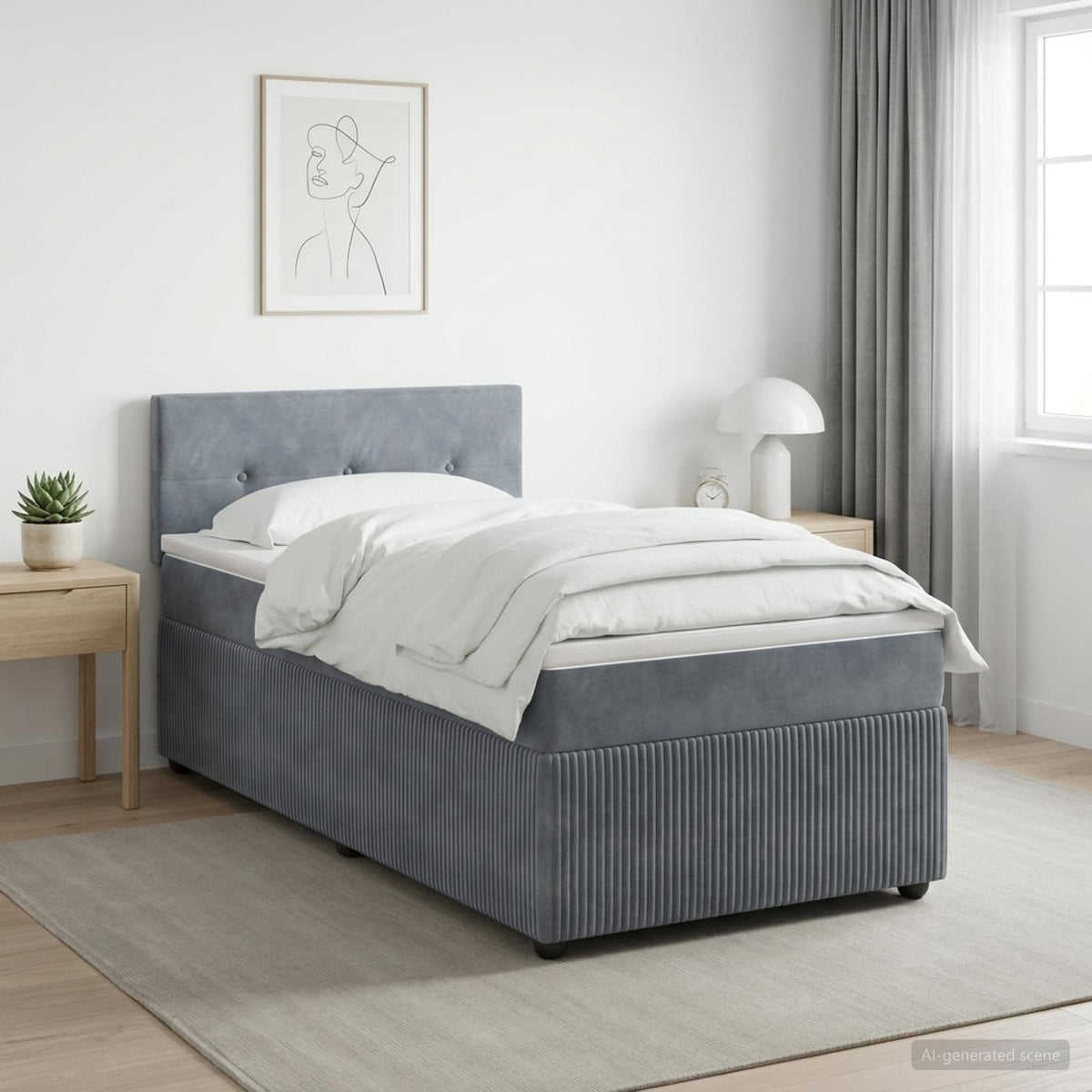Lit boxspring avec matelas Gris foncé 80 x 200 cm Velours