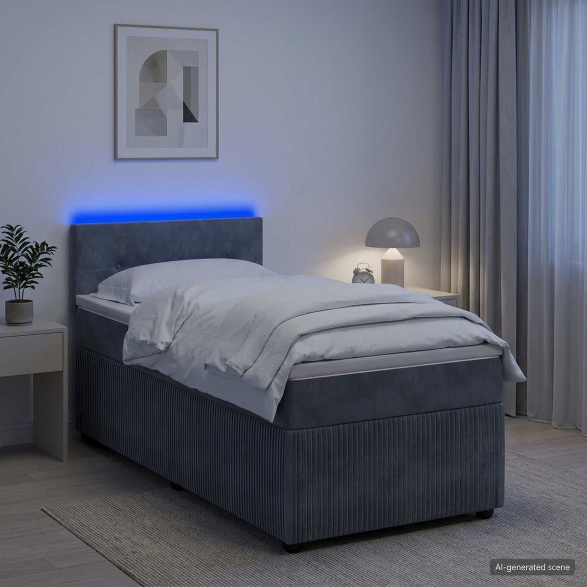 Lit boxspring avec matelas Gris foncé 80 x 200 cm Velours
