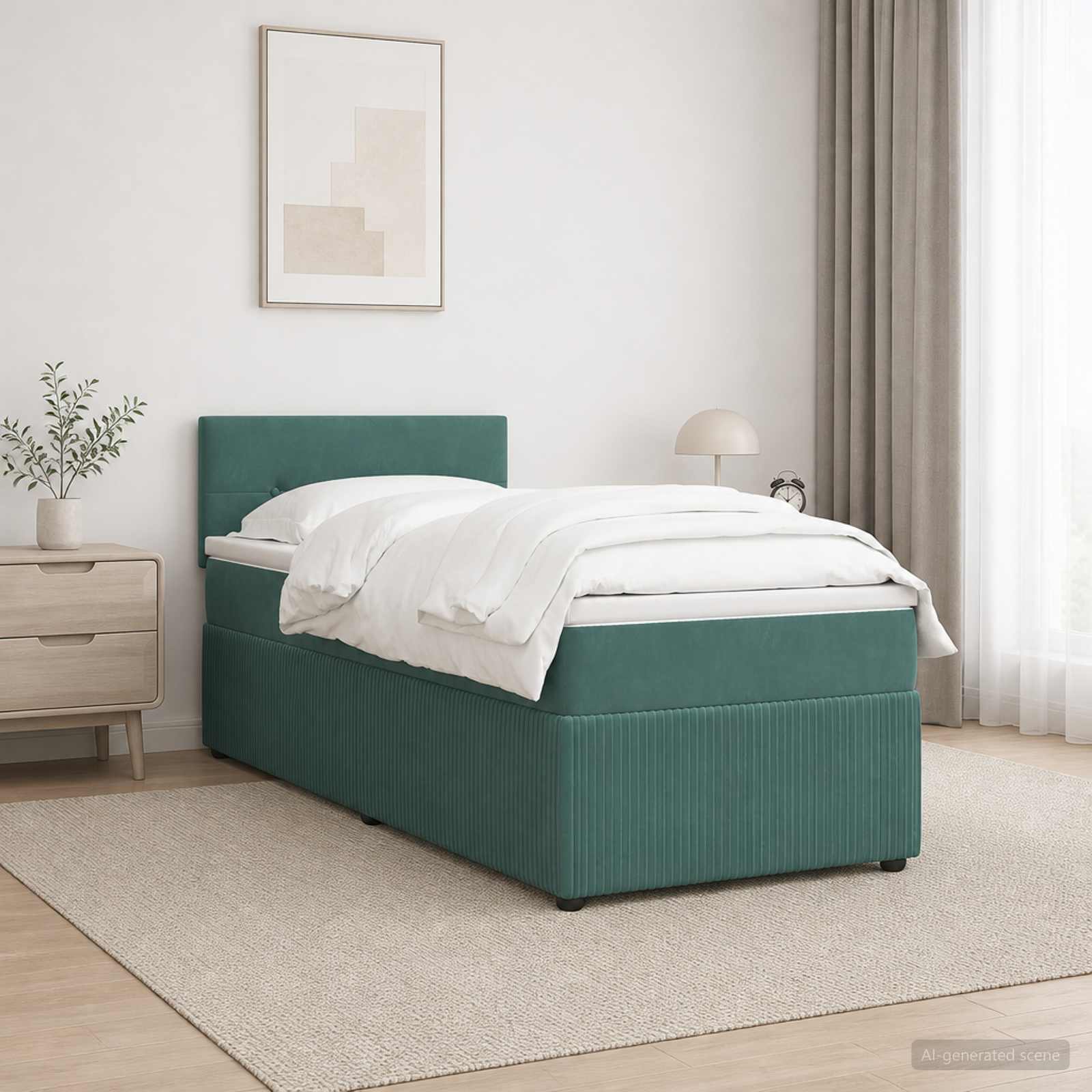 Lit boxspring avec matelas Vert foncé 100 x 200 cm Velours