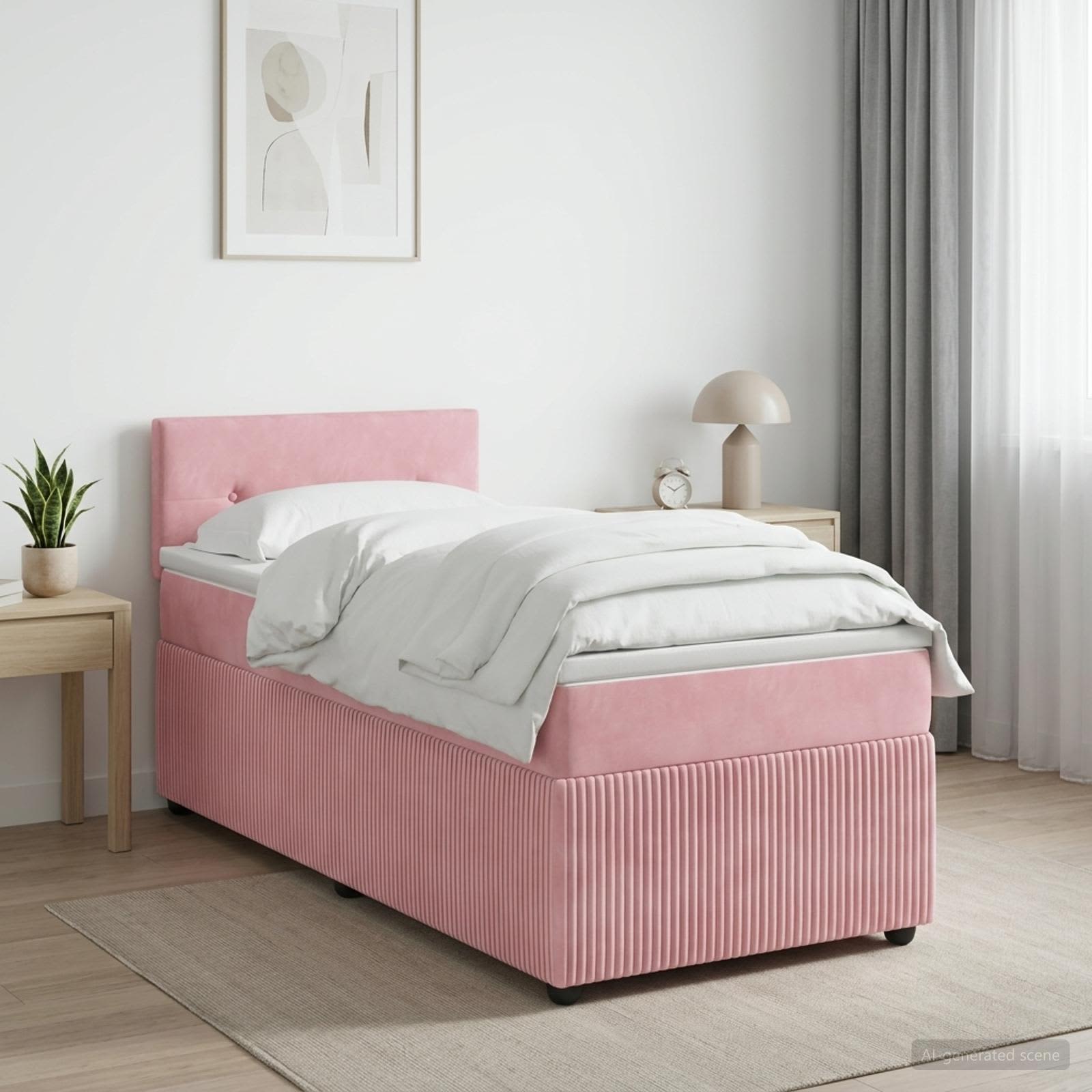 Lit boxspring avec matelas Rose 100 x 200 cm Velours