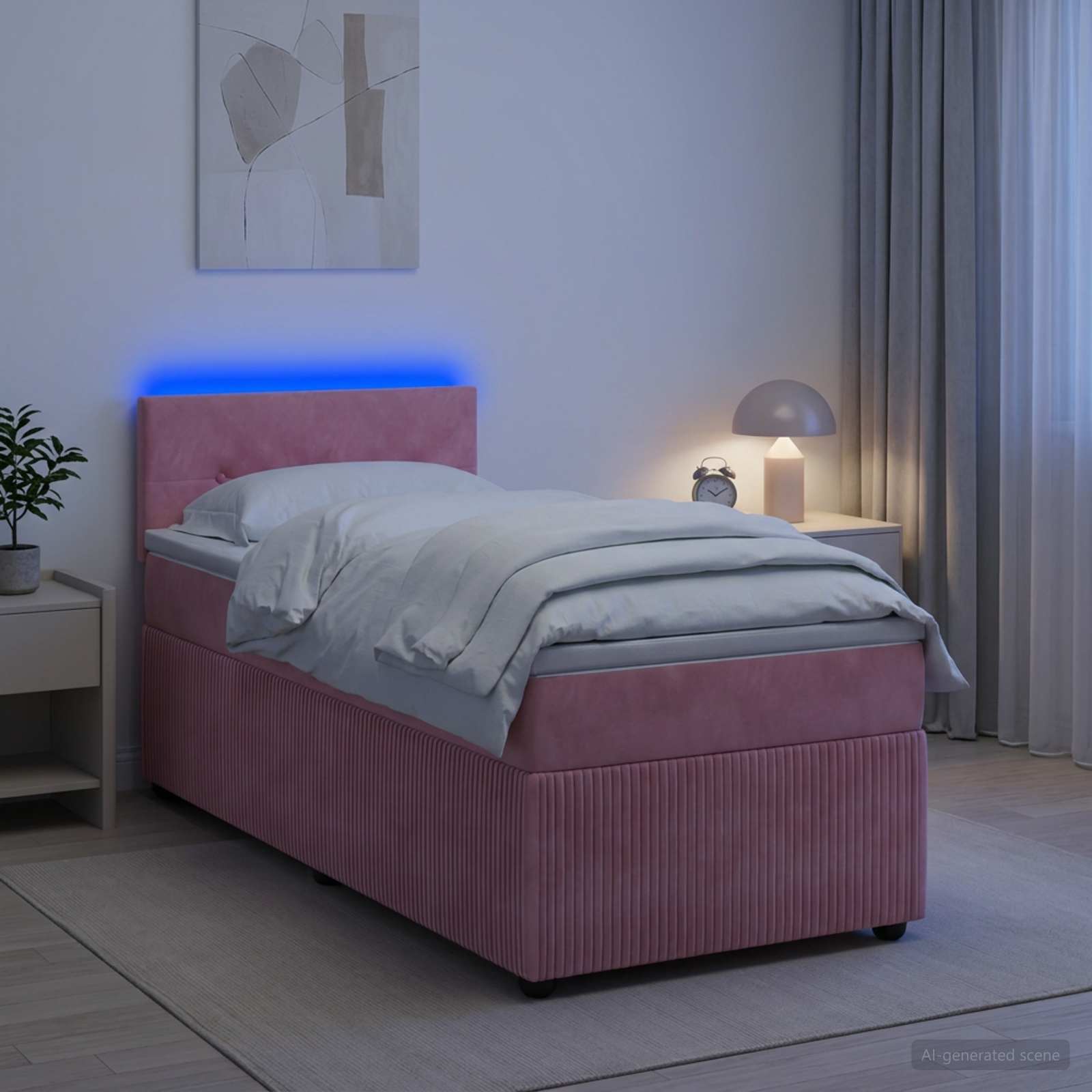 Lit boxspring avec matelas Rose 100 x 200 cm Velours